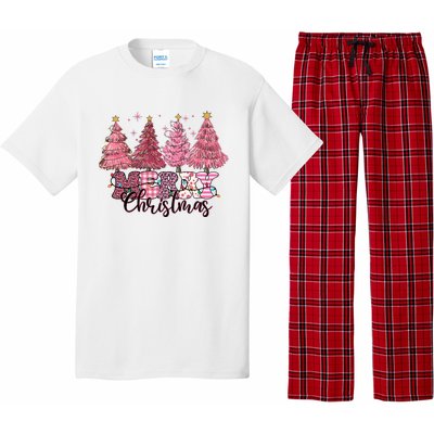 Merry Christmas Lights Pink Tree Gift Xmas Holidays Pajama Set