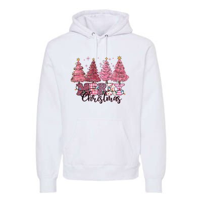 Merry Christmas Lights Pink Tree Gift Xmas Holidays Premium Hoodie