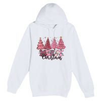 Merry Christmas Lights Pink Tree Gift Xmas Holidays Premium Pullover Hoodie