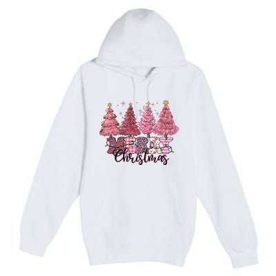 Merry Christmas Lights Pink Tree Gift Xmas Holidays Premium Pullover Hoodie