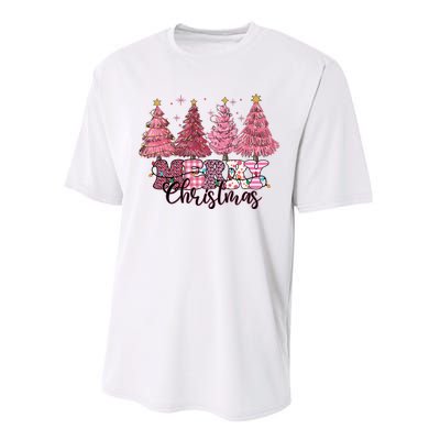 Merry Christmas Lights Pink Tree Gift Xmas Holidays Performance Sprint T-Shirt