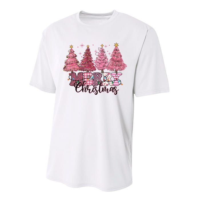 Merry Christmas Lights Pink Tree Gift Xmas Holidays Performance Sprint T-Shirt