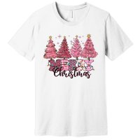 Merry Christmas Lights Pink Tree Gift Xmas Holidays Premium T-Shirt