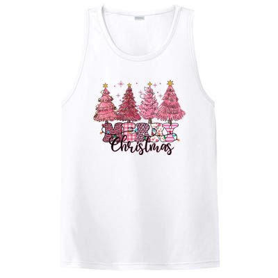 Merry Christmas Lights Pink Tree Gift Xmas Holidays PosiCharge Competitor Tank