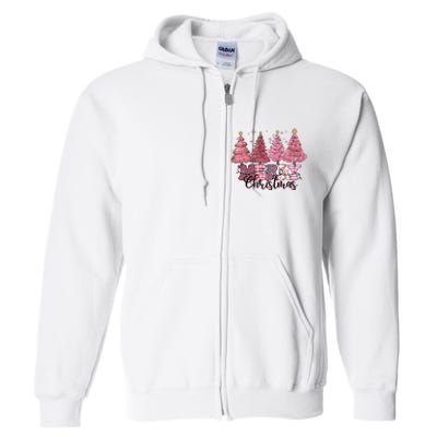 Merry Christmas Lights Pink Tree Gift Xmas Holidays Full Zip Hoodie