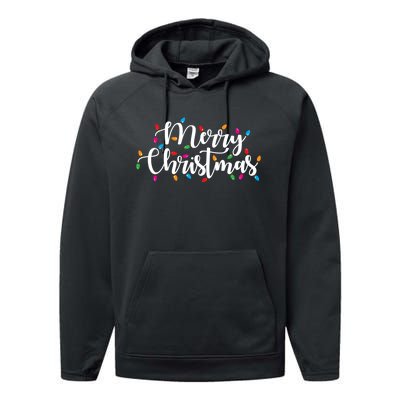 Merry Christmas Lights Red Xmas Family Performance Fleece Hoodie