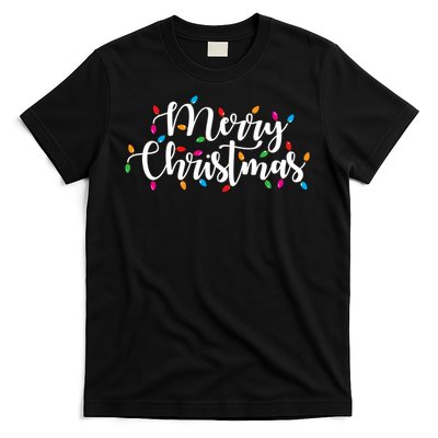 Merry Christmas Lights Red Xmas Family T-Shirt