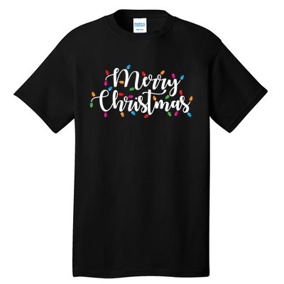 Merry Christmas Lights Red Xmas Family Tall T-Shirt