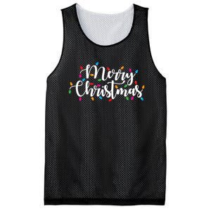 Merry Christmas Lights Red Xmas Family Mesh Reversible Basketball Jersey Tank