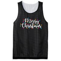 Merry Christmas Lights Red Xmas Family Mesh Reversible Basketball Jersey Tank