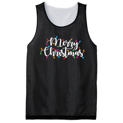 Merry Christmas Lights Red Xmas Family Mesh Reversible Basketball Jersey Tank