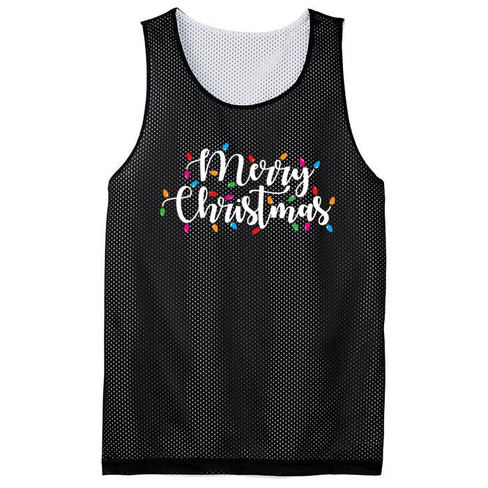 Merry Christmas Lights Red Xmas Family Mesh Reversible Basketball Jersey Tank