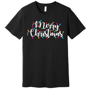 Merry Christmas Lights Red Xmas Family Premium T-Shirt