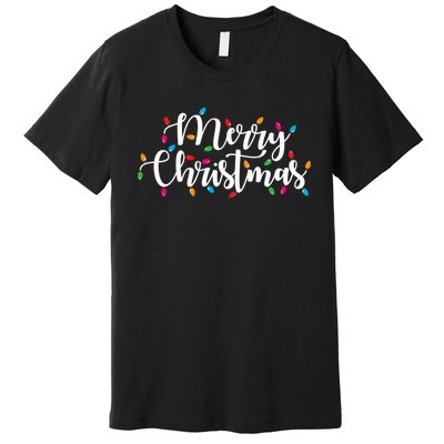 Merry Christmas Lights Red Xmas Family Premium T-Shirt