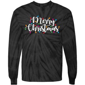 Merry Christmas Lights Red Xmas Family Tie-Dye Long Sleeve Shirt