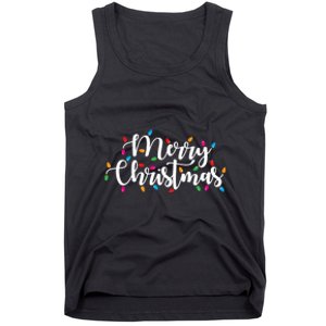 Merry Christmas Lights Red Xmas Family Tank Top