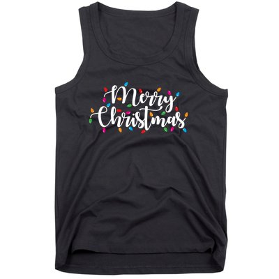 Merry Christmas Lights Red Xmas Family Tank Top