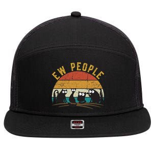 Meowy Cat Lover Themed For Wo, Ew People Funny Cat 7 Panel Mesh Trucker Snapback Hat