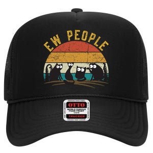 Meowy Cat Lover Themed For Wo, Ew People Funny Cat High Crown Mesh Back Trucker Hat