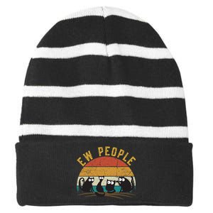 Meowy Cat Lover Themed For Wo, Ew People Funny Cat Striped Beanie with Solid Band