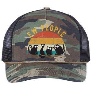 Meowy Cat Lover Themed For Wo, Ew People Funny Cat Retro Rope Trucker Hat Cap