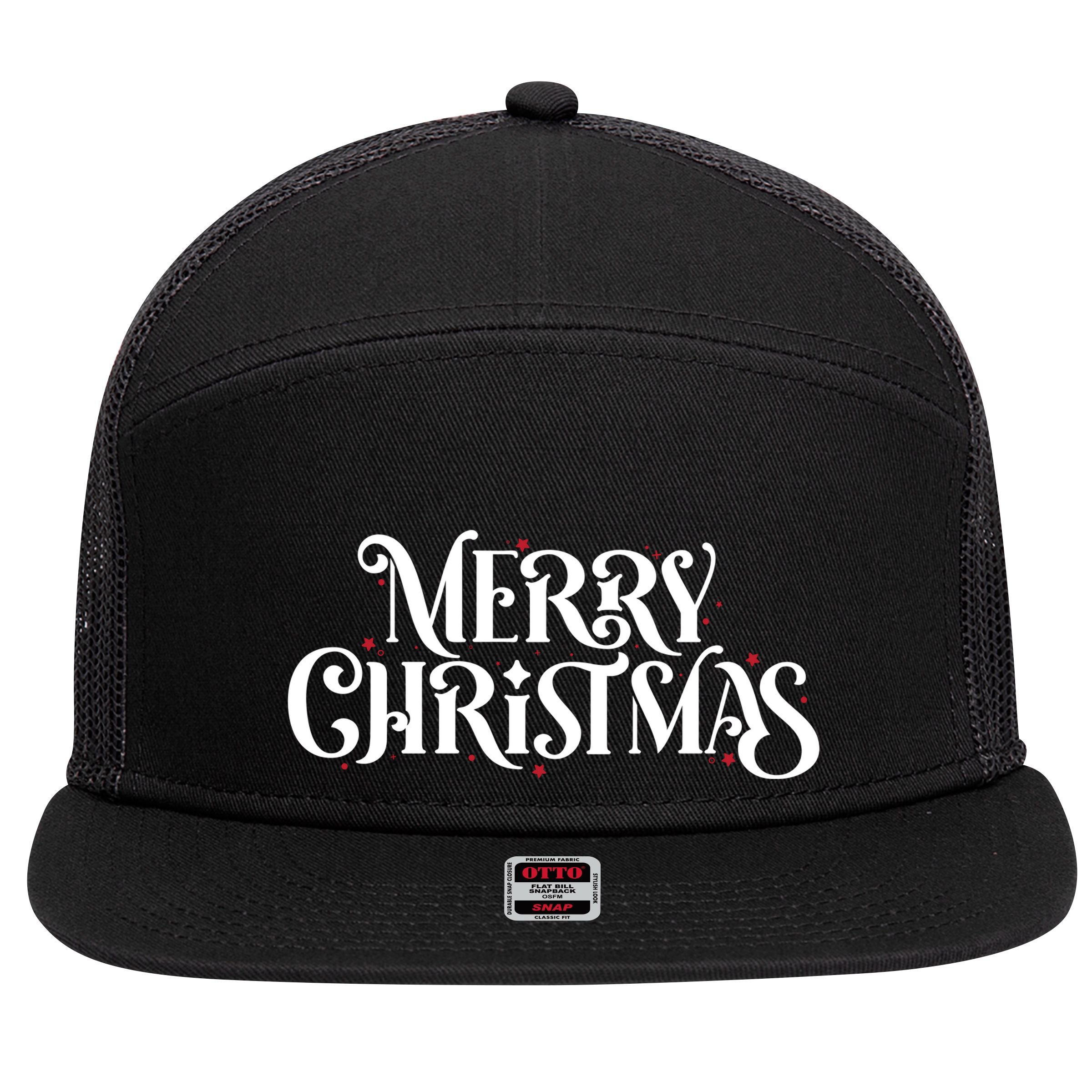Merry Christmas Lights Festive Family Matching 7 Panel Mesh Trucker Snapback Hat