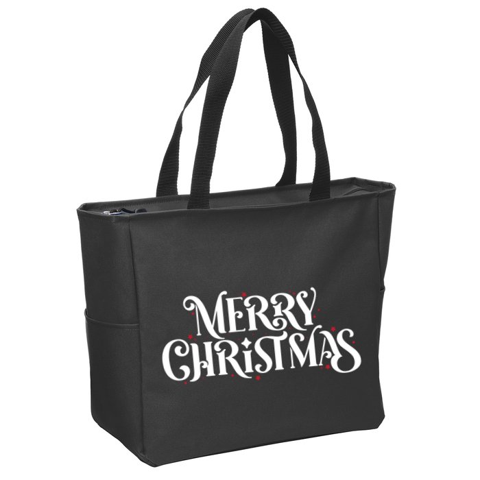Merry Christmas Lights Festive Family Matching Zip Tote Bag