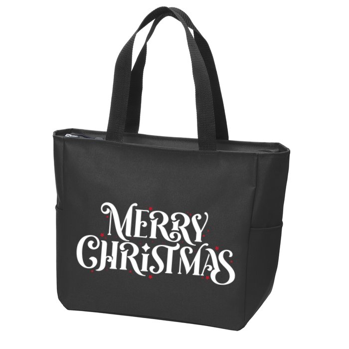 Merry Christmas Lights Festive Family Matching Zip Tote Bag