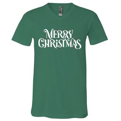 Merry Christmas Lights Festive Family Matching V-Neck T-Shirt