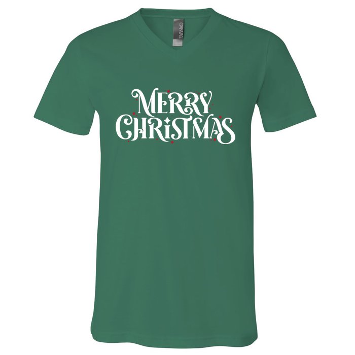 Merry Christmas Lights Festive Family Matching V-Neck T-Shirt