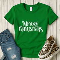 Merry Christmas Lights Festive Family Matching Womens T-Shirt