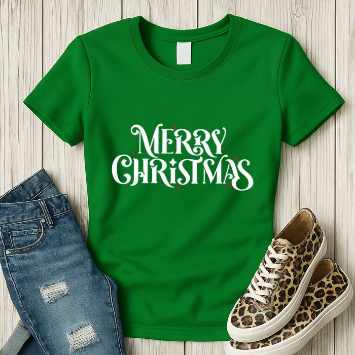 Merry Christmas Lights Festive Family Matching Womens T-Shirt