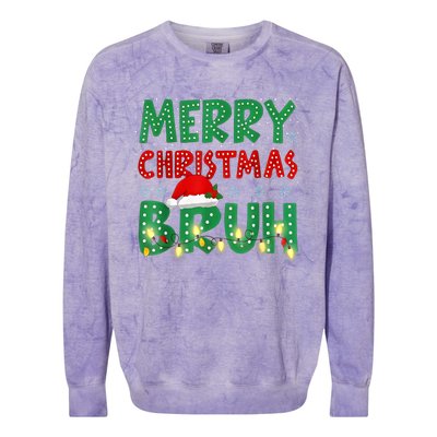 Merry Christmas Lights Bruh Matching Family Xmas Gift Colorblast Crewneck Sweatshirt