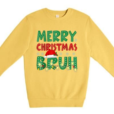 Merry Christmas Lights Bruh Matching Family Xmas Gift Premium Crewneck Sweatshirt