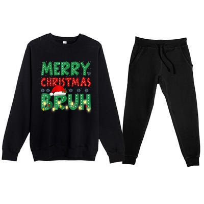 Merry Christmas Lights Bruh Matching Family Xmas Gift Premium Crewneck Sweatsuit Set