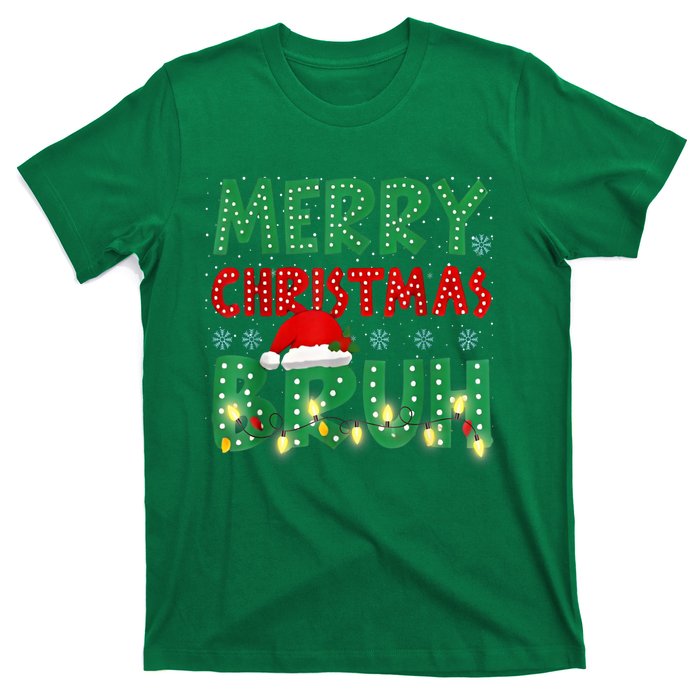 Merry Christmas Lights Bruh Matching Family Xmas Gift T-Shirt