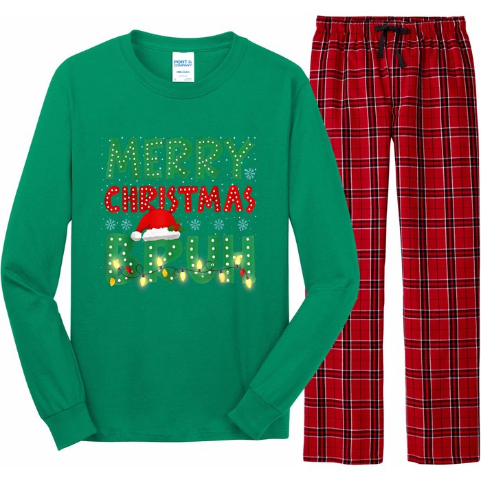 Merry Christmas Lights Bruh Matching Family Xmas Gift Long Sleeve Pajama Set