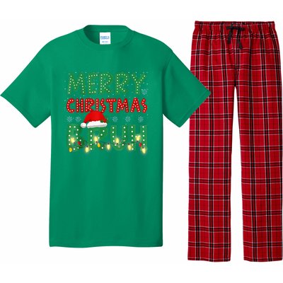 Merry Christmas Lights Bruh Matching Family Xmas Gift Pajama Set