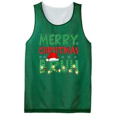 Merry Christmas Lights Bruh Matching Family Xmas Gift Mesh Reversible Basketball Jersey Tank