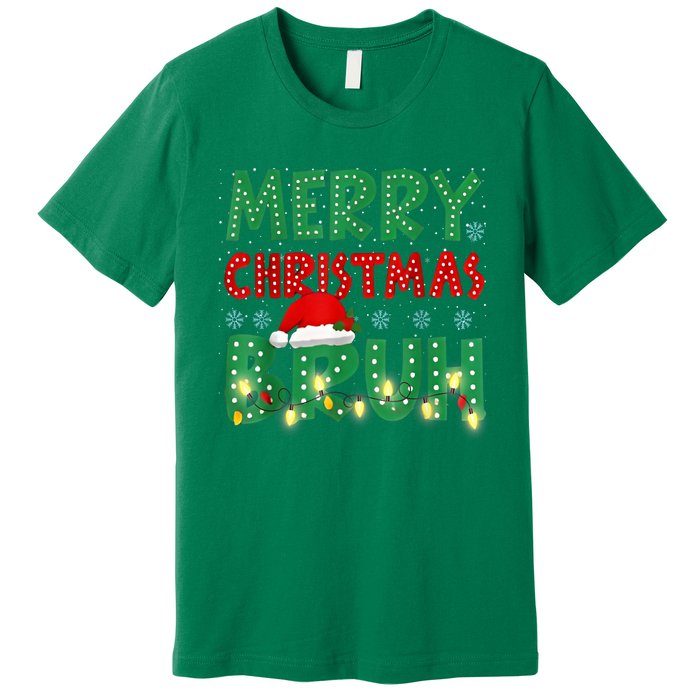 Merry Christmas Lights Bruh Matching Family Xmas Gift Premium T-Shirt