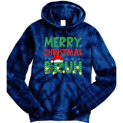 Merry Christmas Lights Bruh Matching Family Xmas Gift Tie Dye Hoodie