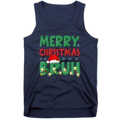 Merry Christmas Lights Bruh Matching Family Xmas Gift Tank Top