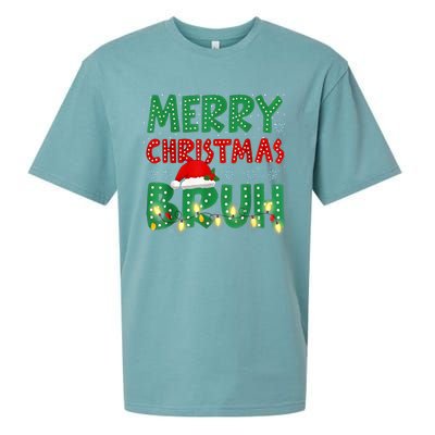 Merry Christmas Lights Bruh Matching Family Xmas Gift Sueded Cloud Jersey T-Shirt