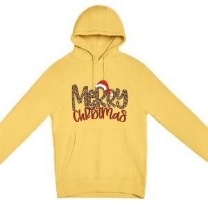 Merry Christmas Leopard Santa Hat Cute Gift Premium Pullover Hoodie