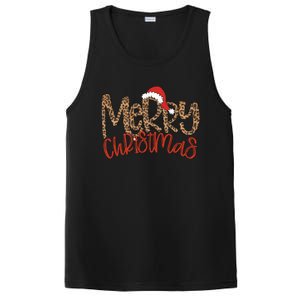 Merry Christmas Leopard Santa Hat Cute Gift PosiCharge Competitor Tank