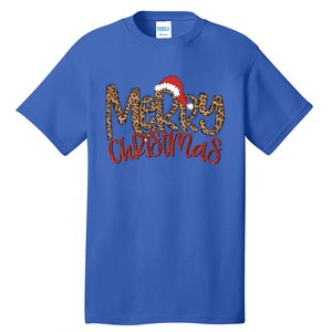 Merry Christmas Leopard Santa Hat Cute Gift Tall T-Shirt