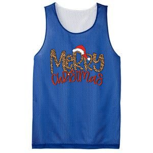 Merry Christmas Leopard Santa Hat Cute Gift Mesh Reversible Basketball Jersey Tank