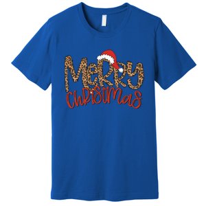 Merry Christmas Leopard Santa Hat Cute Gift Premium T-Shirt