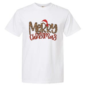 Merry Christmas Leopard Santa Hat Cute Gift Garment-Dyed Heavyweight T-Shirt