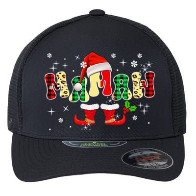 Mamaw Christmas Leopard Plaid Santa Costume Funny Family Gift Flexfit Unipanel Trucker Cap